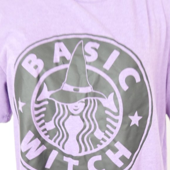 Boutique Canvas Purple Basic Witch Starbucks Coffee Graphic Tee Large - Picture 8 of 10